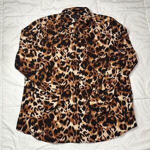 Investments Women's Leopard Print Button Down Shirt